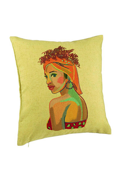 BEKZ Декоративна възглавница, къдрав африкански мотив, 40x40 см, зелена, свал...