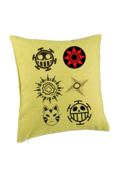 BEKZ Perna Decorativa cu Naruto symbols, 40x40 cm, Verde, Husa Detasabila, Bu...