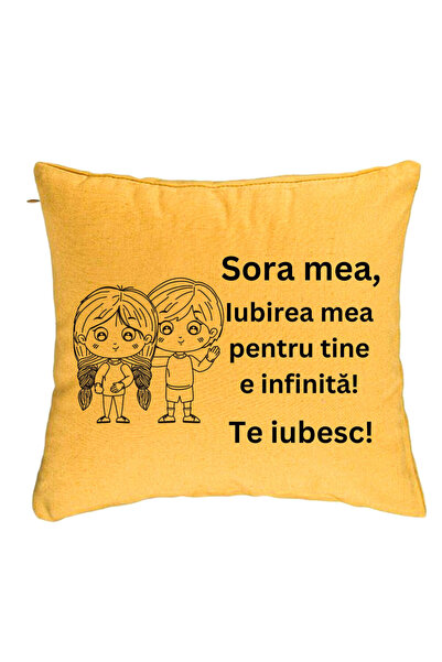 BEKZ Perna Decorativa Sora mea 19, 40x40 cm, Galben, Husa Detasabila, Burduf