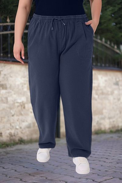 Malerind Large Size Trousers Look Comfortable Fit Raw Cloth Sweatpants Linen 100% Cotton