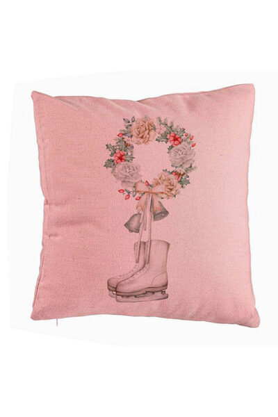 BEKZ Perna Decorativa de Craciun, Patine gheata si Coronita, 40x40 cm, Roz, H...