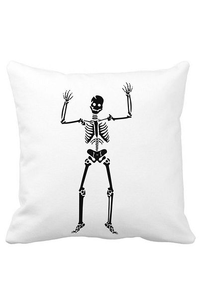 BEKZ Pillowcase With Halloween Skeleton Motif 1, 40x40 Cm, White, Matte