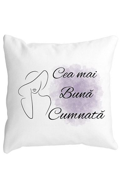BEKZ Perna Decorativa pentru Cumnata 1, 40x40 cm, Alba, Mata, Husa Detasabila, Burduf