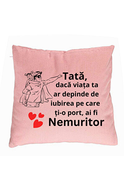 BEKZ Perna Decorativa, Model pentru Tata 7, 40x40 cm, Roz, Husa Detasabila, B...