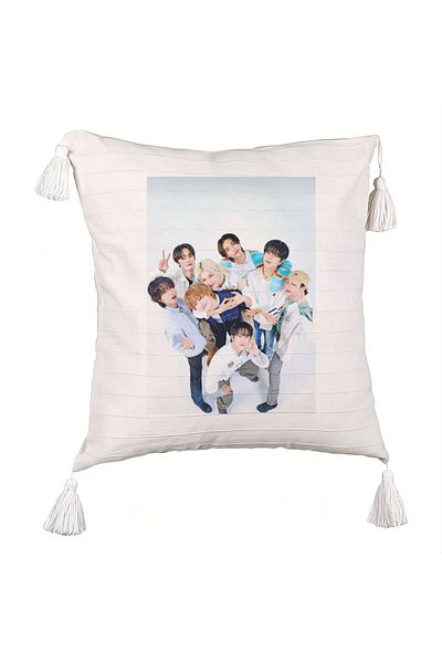 BEKZ Fringed Pillowcase, Stray Kids 8, 45×45 cm, With zipper