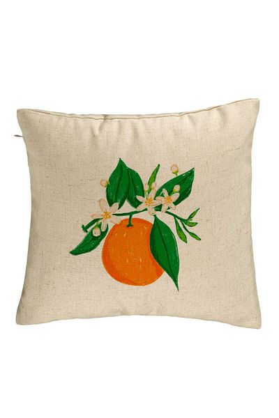BEKZ Perna Decorativa, Model Portocala, 40x40 cm, Bej, Husa Detasabila, Burduf