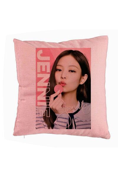 BEKZ Perna Decorativa BlackPink Jennie 4, 40x40 cm, Roz, Husa Detasabila, Burduf
