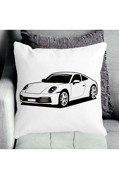 BEKZ Față de pernă pătrată Porsche 911, 40x40 cm, albă, mată