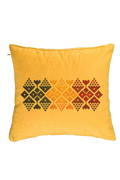 BEKZ Față de pernă, model cu motive locale, 40x40 cm, galbenă