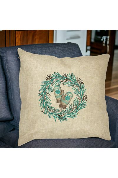 BEKZ Perna Decorativa Coronita de Craciun, 40x40 cm, Husa Detasabila, Burduf
