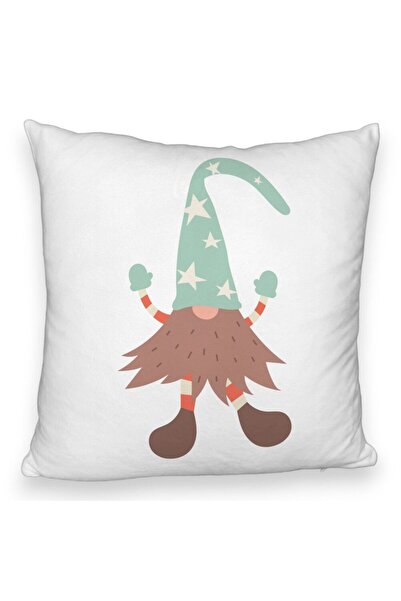 BEKZ Față de pernă pufoasă cu tematică de Crăciun, Gnome 3, 40x40 cm, albă