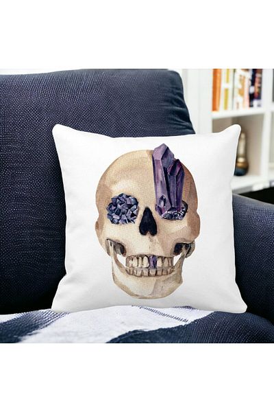 BEKZ Pillowcase With Halloween Skull Motif, 1, 40x40 Cm, White, Matte