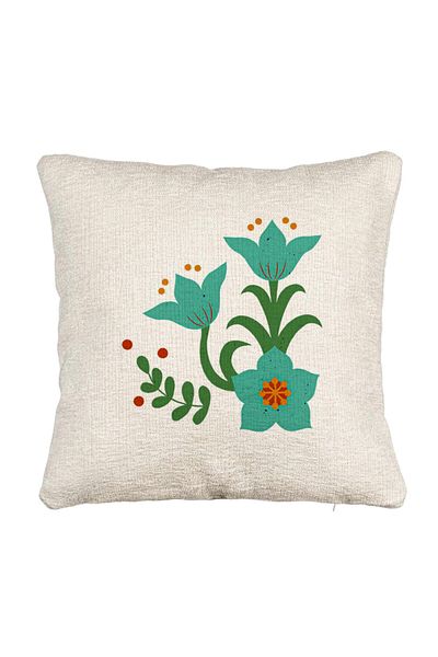 BEKZ Fata de perna Canapea, Model Florale Verzi, 40x40 cm, Cu fermoar