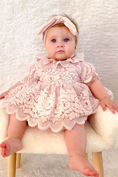 Baby Animals Baby Girl Girl Kid Birthday Party Wedding Dress Short Sleeve Bandana Ruched Lined Romper