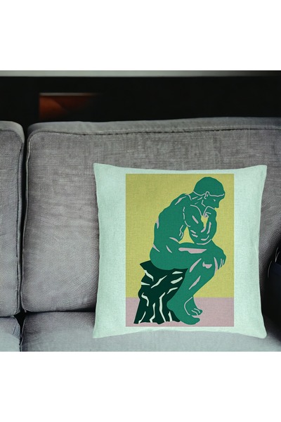 BEKZ Pillowcase, The Thinker Model, 40x40 Cm, Mint Green