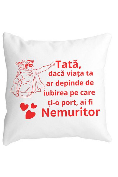 BEKZ Perna Decorativa pentru Tata 11,40x40 cm, Alba, Mata, Husa Detasabila, Burduf