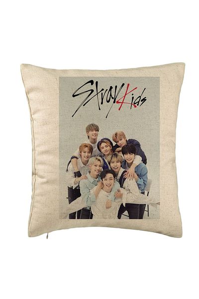 BEKZ Perna Decorativa, Stray Kids 12, 40×40 cm, Bej, Husa Detasabila, Burduf