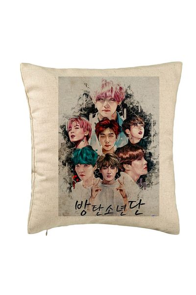 BEKZ Perna Decorativa BTS Army, 40x40 cm, Bej, Husa Detasabila, Burduf