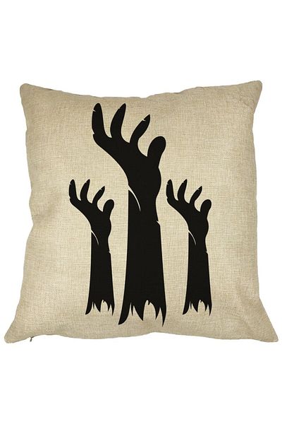 BEKZ Perna Decorativa cu motiv de Halloween 5, 40x40 cm, Husa Detasabila, Burduf