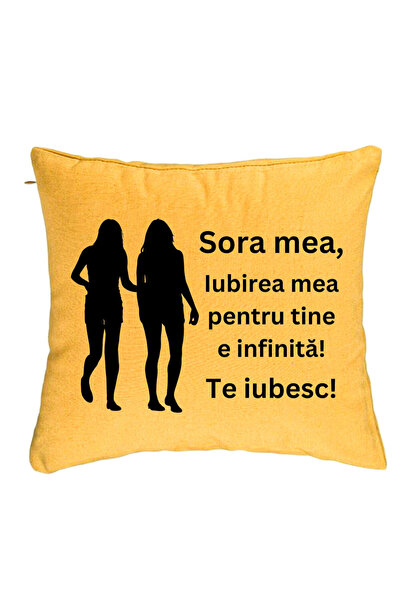 BEKZ Perna Decorativa Sora mea 15, 40x40 cm, Galben, Husa Detasabila, Burduf