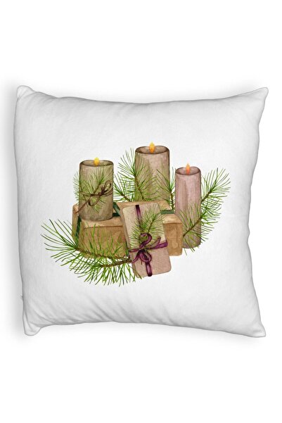 BEKZ Μαξιλαροθήκη με αφράτο χριστουγεννιάτικο θέμα, κεριά, 7 τεμάχια, 40x40 ε...