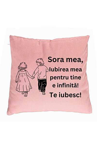 BEKZ Perna Decorativa Sora mea 17, 40x40 cm, Roz, Husa Detasabila, Burduf