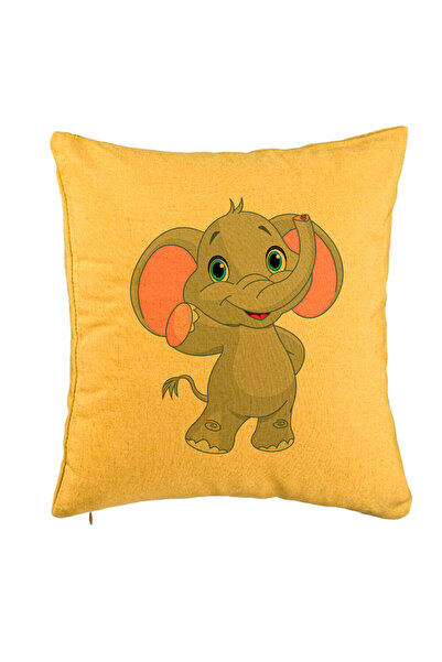 BEKZ Față de pernă pentru copii, model elefant, 40x40 cm, galben