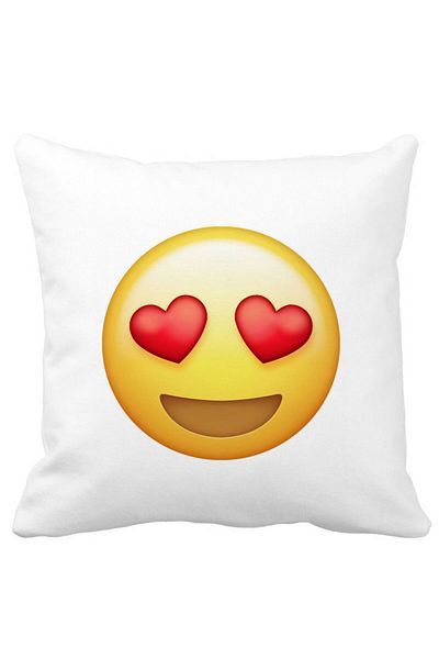 BEKZ Față de pernă pătrată cu emoji, fată cu inimioare, 40x40 cm, albă, mată