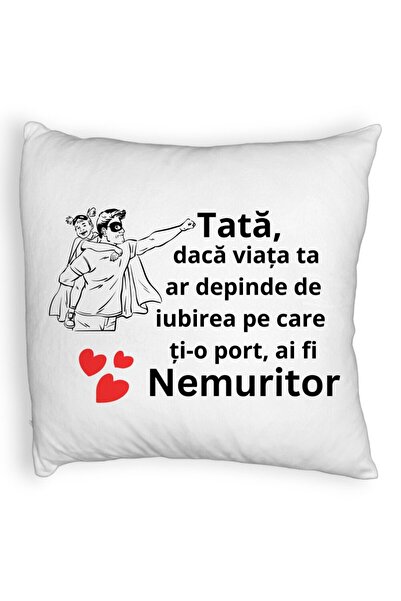 BEKZ Perna Decorativa Fluffy, Model pentru Tata 7, 40x40 cm, Alba, Husa Detasabila, Burduf