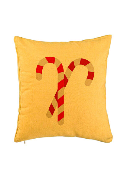 BEKZ Perna Decorativa cu tematica de Craciun, Acadele, 40x40 cm, Galben, Husa...