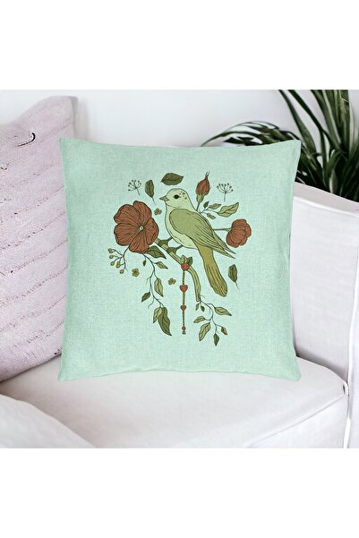 BEKZ Pillowcase, Retro Art Pattern, 40x40 Cm, Mint Green, Removable Cover
