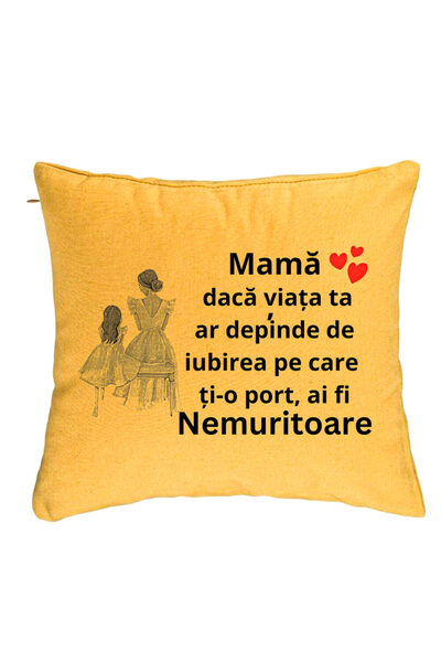 BEKZ Perna Decorativa, Model pentru Mama 3, 40x40 cm, Galben, Husa Detasabila...