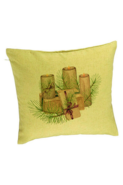 BEKZ Калъфка за възглавница с коледна тематика, свещи, 7, 40x40 см, зелена