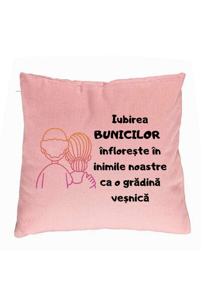 BEKZ Perna Decorativa pentru Bunici 10, 40x40 cm, Roz, Husa Detasabila, Burduf