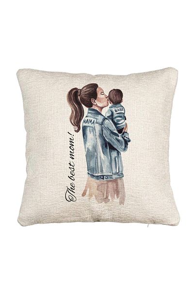BEKZ Perna Decorativa Canapea, Model The Best Mom 40x40 cm, Cu fermoar