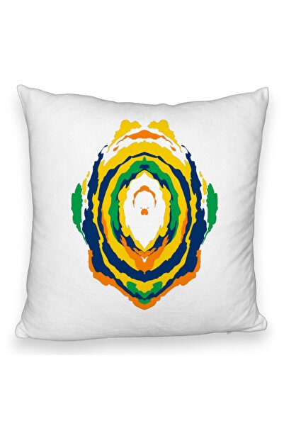 BEKZ Perna Decorativa Fluffy, Model Abstract, Multicolor, 40x40 cm, Alba, Husa Detasabila, Burduf