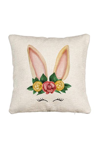 BEKZ Perna Decorativa Canapea, Model Iepuras Floral, 40x40 cm, Cu fermoar