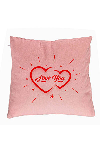 BEKZ Perna Decorativa, Model Love You, 40x40 cm, Roz, Husa Detasabila, Burduf