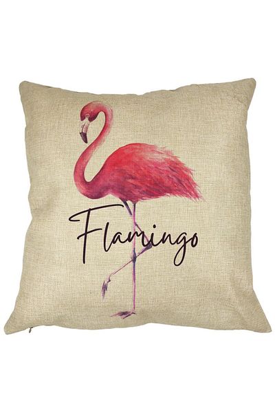 BEKZ Perna Decorativa Patrata Flamingo, 40x40 cm, Husa Detasabila, Burduf