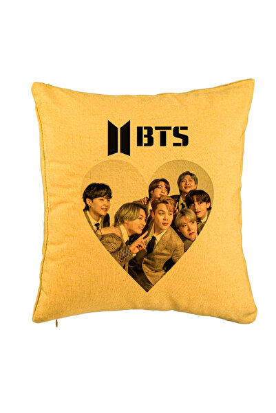 BEKZ Perna Decorativa BTS Army 4, 40x40 cm, Galben, Husa Detasabila, Burduf