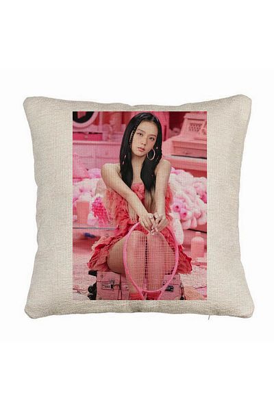 BEKZ Perna Decorativa Canapea BlackPink Jisoo 4, 40×40 cm, Husa Detasabila, Burduf