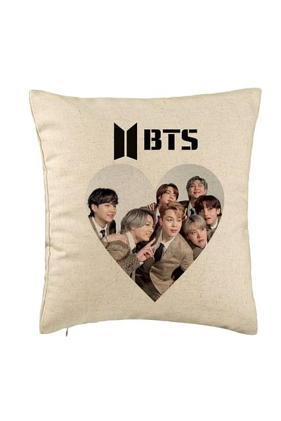BEKZ Perna Decorativa BTS Army 4, 40x40 cm, Bej, Husa Detasabila, Burduf