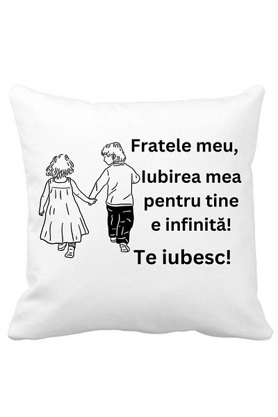 BEKZ Perna Decorativa Fratele meu 5, 40x40 cm, Alba, Mata, Husa Detasabila, Burduf