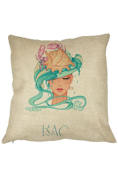 BEKZ Perna Decorativa, Zodia Rac, 40x40 cm, Husa Detasabila, Burduf