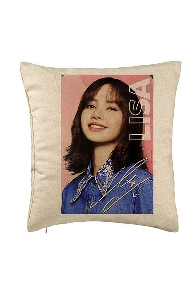 BEKZ Perna Decorativa BlackPink Lisa 2, 40×40 cm, Bej, Husa Detasabila, Burduf