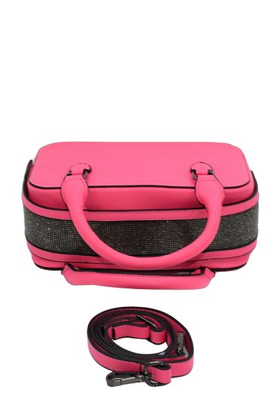 morpelikan Women's Stylish Detailed Zippered Adjustable Cross Strap Fuchsia Hand and Shoulder Bag