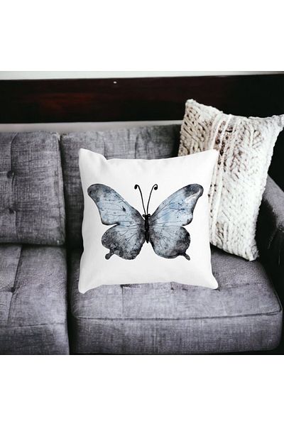 BEKZ Butterfly Pillowcase 1, Blue And Black 40x40 Cm, White, Matte, Bellows