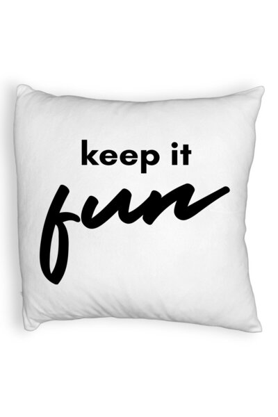 BEKZ Perna Decorativa Fluffy, Model Keep it Fun, 40x40 cm, Alba, Husa Detasabila, Burduf