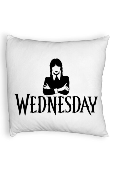 BEKZ Μαξιλαροθήκη Fluffy, με σχέδιο Wednesday Addams 4, 40x40 εκ., Λευκή, Αφα...