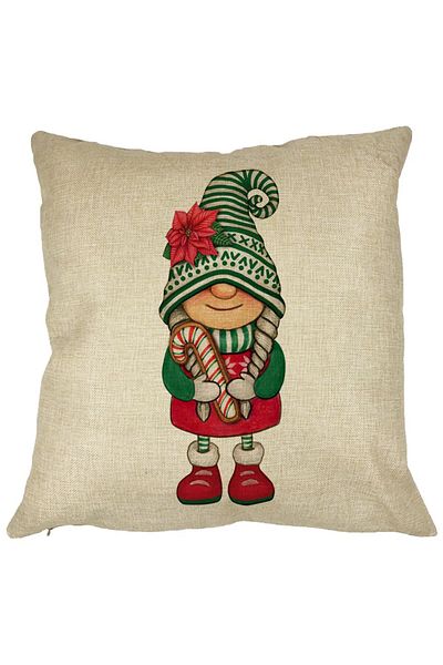 BEKZ Perna Decorativa cu tematica de Craciun, Gnom 5, 40x40 cm, Husa Detasabila, Burduf